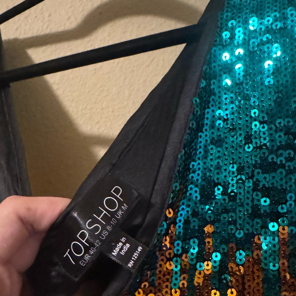 TopShop multicolor v-neck sequin mini dress - Picture 2 of 4